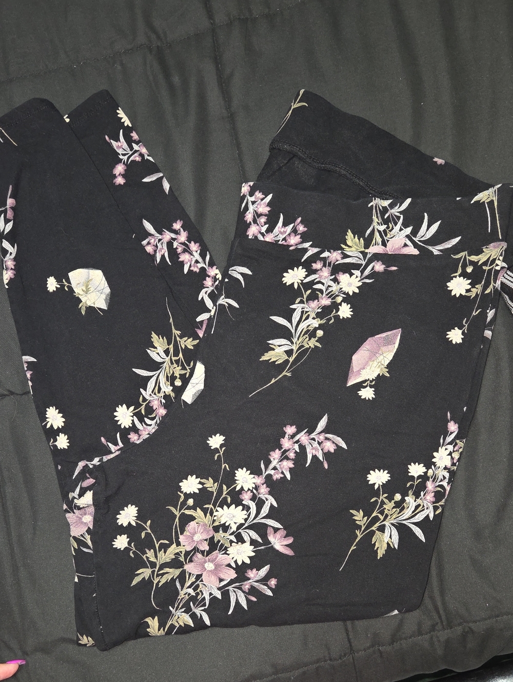 torrid Black Floral Leggings with Pink & Cream Blooms